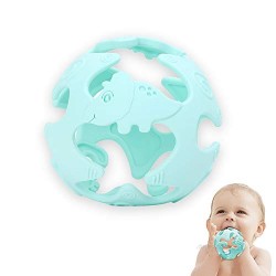 Silicone Baby Teething Toys  Baby Teether Dinosaur Shape Dinosaur Baby Toys  BPA Free Puzzle Sensory Teether Toy(Mint Green)