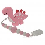 Teething Toys for Girls 0-6 Months Baby Teether Toys Silicone Teethers for Babies with Pacifier Clip Dinosaur Teethers Pain Relief Toy