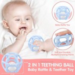 Teething Toys Tinabless Silicone BPA-Free Rattling Teething Ball and Baby Mushroom Teether Toy Set for Boys and Girls Sucking Stage Prevent Finger Chewing for Babies 3-6 Months 6-12 Months