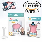 The Official Teething Egg Teething Bundle - Made in the USA- Includes The Molar Magician & Grippie Stick (Baby Pink)