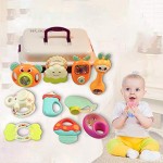 WISHTIME Teething Toys for Babies 10PCS Baby Toys Shaker Grab Rattle teether Early Educational Toys with Storage Box Gifts Set for Newborn Infant Baby Boy Girl