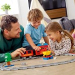 LEGO 10874 DUPLO Town Steam Train for Toddlers  Light & Sound  Push & Go Battery Powered Toy for Kids Age 2-5 & 10882 DUPLO Town Train Tracks Building Set with Red Action Brick
