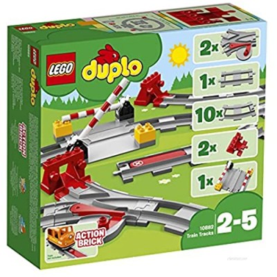 LEGO 10882 DUPLO Town Train Tracks Building Set with Red Action Brick