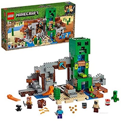 LEGO 21155 Minecraft The Creeper Mine Building Set with Steve Minifigure  Blacksmith  Husk  Creeper and Animal Figures plus TNT Elements  The Nether Micro World Toys for Kids [ Exclusive]