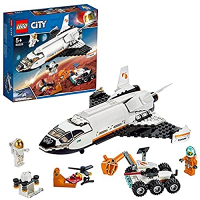 LEGO 60226 City Mars Research Shuttle Spaceship Construction Toys for Kids inspired by NASA with Rover and Drone