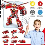 LUKAT Robot Building Toys for Boys 6 7 8 9 10 Year Old 836 Pcs Creative Construction STEM Learning Toy 35-in-1 Building Brick Kit Fire Truck Engineering Vehicles Building Block Set Best Gift for Kids