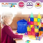 Playmags 3D Magnetic Blocks for Kids - 100 Blocks Set to Learn Shapes Colors & Alphabets - STEM Magnetic Toys help Develop Motor Skills & Creativity - Colorful & Durable Magnet Building Tiles & Idea Book