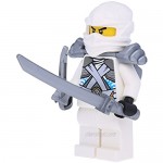 LEGO Ninjago Mini Figure Zane Titanium Ninja White Includes Two Rare Ninja Swords