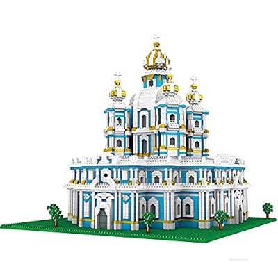Smolny Institute Mini Building Blocks Russia Saint Petersburg Architecture 3D Model Micro Diamond Bricks Toys for Kid Gift (3737Pcs)