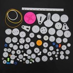 Fdit 85pcs Plastic Gear Set Gear Belt Pulley Shaft Sleeve Kit Reduction Gearbox Worm Gears Kids Educational Toy Accessories for DIY Car Robot or Scientific Model Making