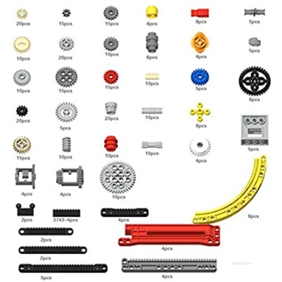 MBKE Technic Spare Parts 356pcs Technic Gear Chain Link Connectors Bricks Sets Technic Series Parts Pack for Gearbox Gear Compatible with Lego Technic Parts