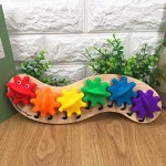MIFASA Colorful Wooden Caterpillar Gear Toy Gear Wheel Inserted Building Blocks Educational Toys