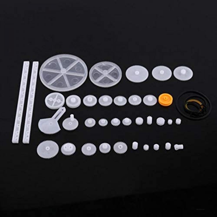 Qioniky Gears Kits Plastic Gears Pulley Belt Worm Kits Crown Gear Set Robot Motor Toy DIY Parts (34 gear packs)