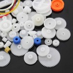 SPTwj Plastic Gears Set 60 Pcs Single Double Reduction Gear Worm Gear Robot Parts DIY Kit White Plastic Gear Shaft Belt Rack