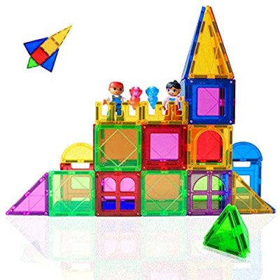 60 Pcs/Set Magnetic Construction Building Blocks Transparent Tiles Magnetic Learning Brick Toys Educational for Kids Magnet Stacking Kit Creative Educational STEM Toys