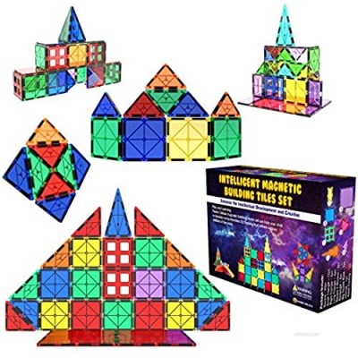 Desire Deluxe Magnetic Tiles Building Blocks Construction Toys for Boys & Girls 47pc – STEM Learning Educational Toy for Kids Age 3 4 5 6 7 8 Year Old Gift