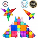 FYLD 3D Magnetic Blocks for Kids Set of 60 Blocks to Learn Shapes Magnetic Toys Develop Motor Skills Creativity-Colorful Durable Magnet Building Tiles & Idea Book