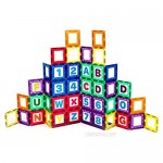 Playmags 36 Pcs Magnetic Tiles Building Set: Exclusive Educational Clickins Kit Includes 18 Super Strong Clear Color Magnetic Windows & 18 Letters & Numbers – Stimulate Creativity & Brain Development
