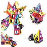 Weddecor Magnetic Toy Set of wheel Square Small and Large Triangle Hexagon Lettercard for Educational Model Building Blocks kids Baby Children Boys Girls 76pcs