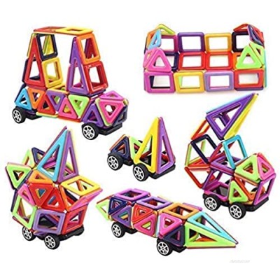 Weddecor Magnetic Toy Set of wheel Square Small and Large Triangle Hexagon Lettercard for Educational Model Building Blocks kids Baby Children Boys Girls 76pcs